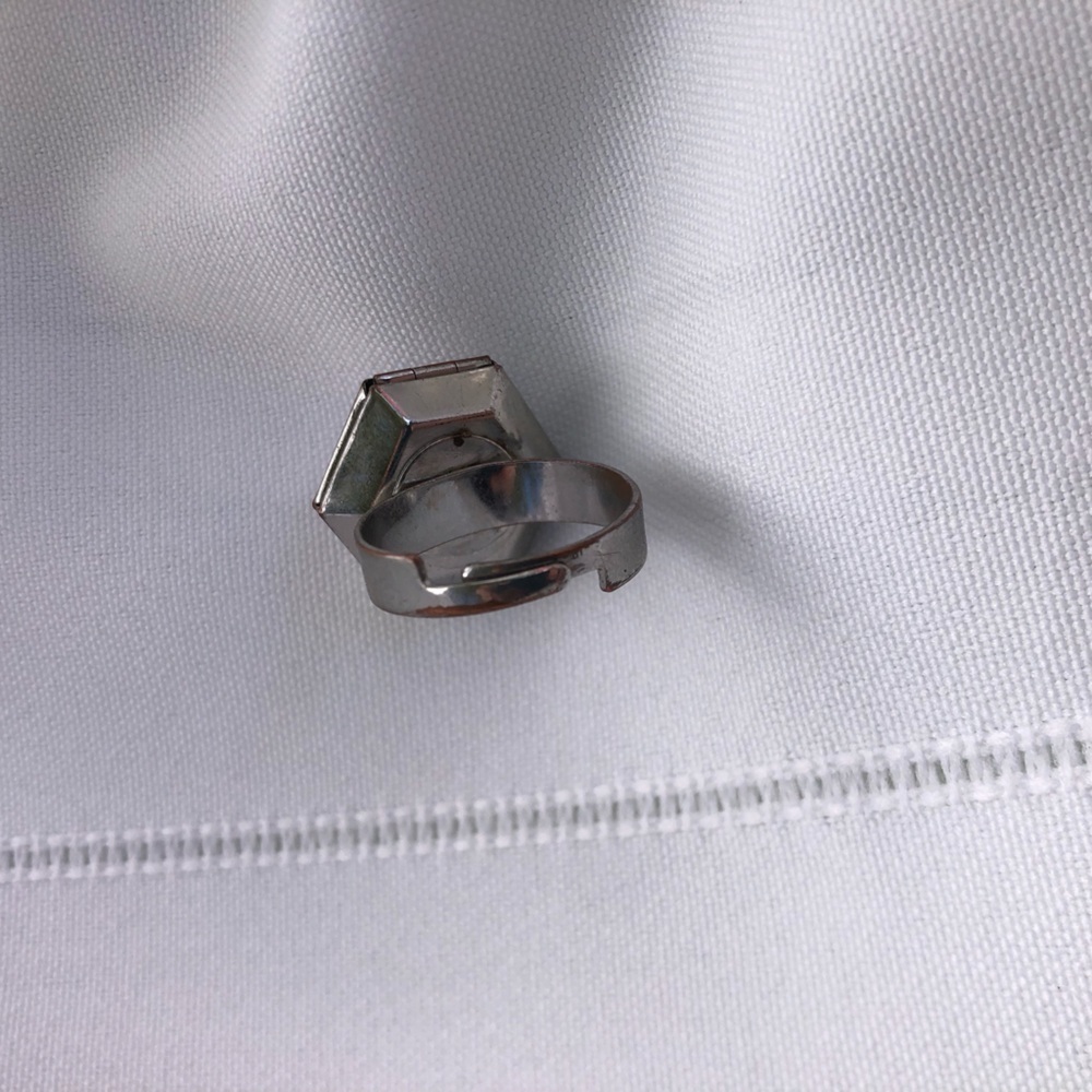 Vtg Locket Ring with Purple Rhinestone - Picture 7 of 10